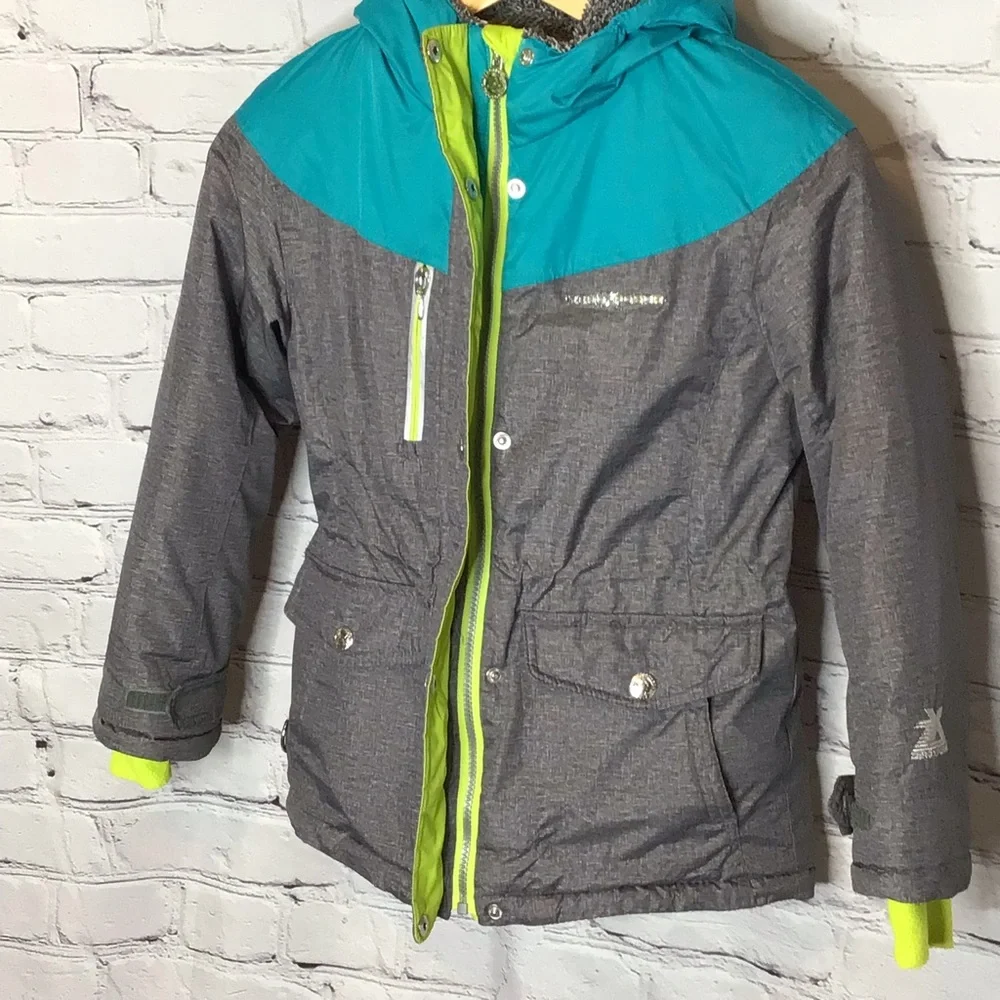 ZeroXPosur Gray and Teal Winter Snow Coat Small 7/8